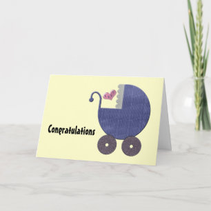 Cartão Parabéns Novo Menino com Arte Azul