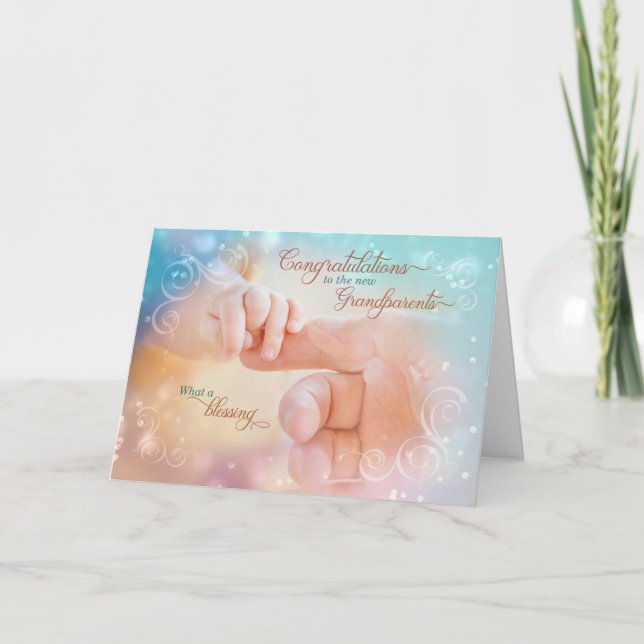 Cartão Parabéns Novos Avós Bençãos de Tender (Frente)