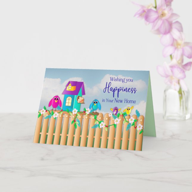 Cartão Parabéns Novos Pássaros Domésticos se Movendo em B (Orquídea)