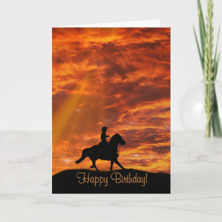 Cartão Parabéns Ocidentais para o Cowboy e o Cavalo