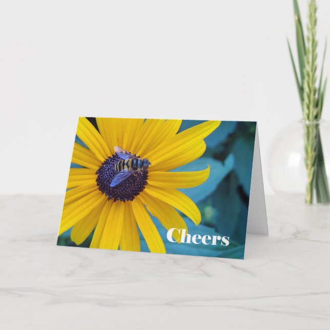 Cartão Parabéns ou Obrigado com Abelha na Flor (Frente)
