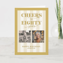 Cartão Parabéns para 80 Feliz e Dourado Foto 2