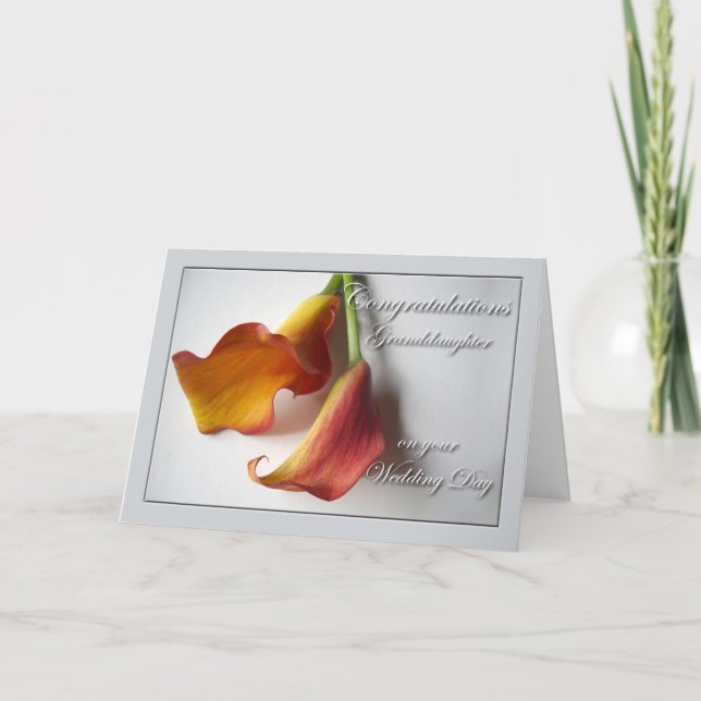 Cartão Parabéns para a neta, dia do casamento (Frente)