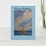 Cartão Parabéns para o Aniversário/Filho em Direito<br><div class="desc">Pintura original em acrílico de Dian... ... uma linda e feliz vista de água,  céu e bots de vela.  Um cartão de saudação perfeito para um genro favorito. Dentro,  o cartão é um sentimento carinhoso,  que certamente encanta quem o receber!</div>