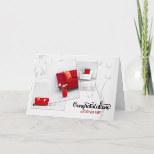 Cartão Parabéns pela Casa Nova da Imobiliária em Vermelho