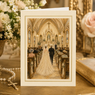 Cartão Parabéns pela Missa de Casamento Católica