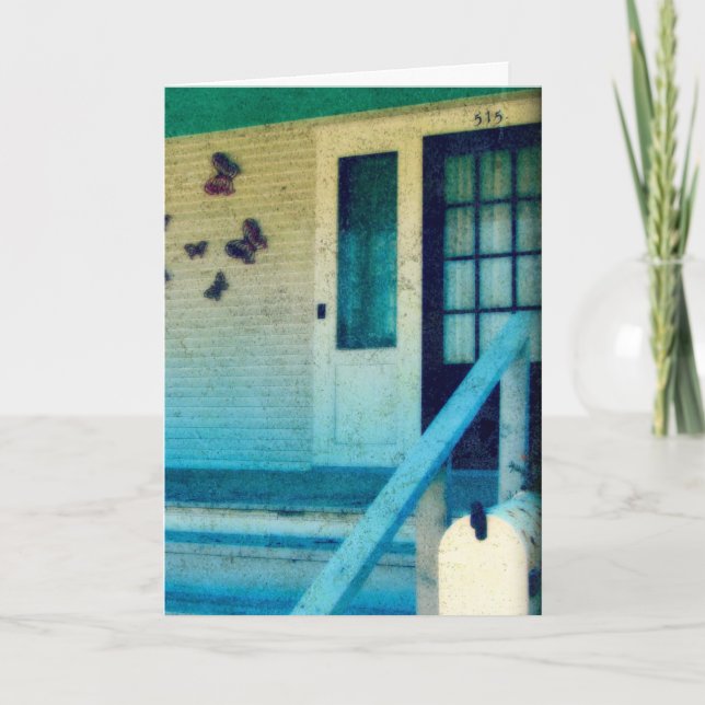 Cartão Parabéns pela sua nova casa, capuz de portão front (Frente)