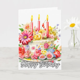 Cartão Parabéns pelo Aniversário   Bolo de Aniversário El