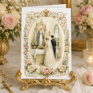 Cartão Parabéns pelo Casamento Católico Tradicional