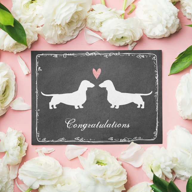 Cartão Parabéns pelo casamento dos Dachshunds Wiener Dogs (Criador carregado)