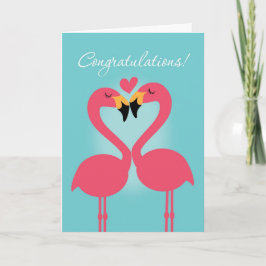 Cartão Parabéns pelo Casamento Lésbico de Flamingo Fofo
