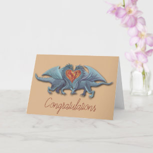 Cartão Parabéns pelo Casamento/Noivado com Amor de Dragão