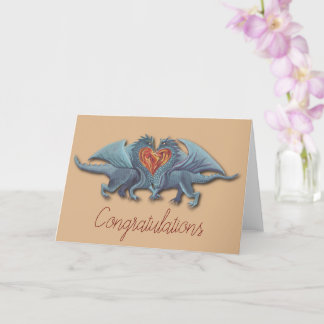 Cartão Parabéns pelo Casamento/Noivado com Amor de Dragão