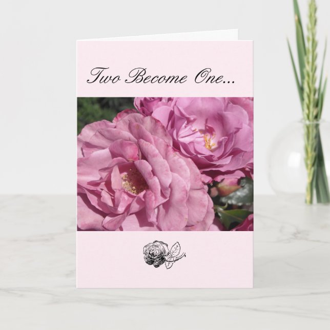 Cartão Parabéns pelo Casamento Rosa (Frente)