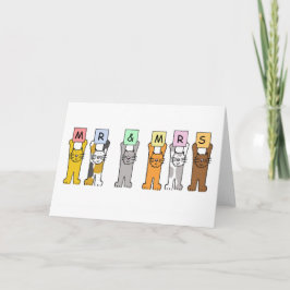 Cartão Parabéns pelo Casamento Senhor e Senhora Gatos Fof