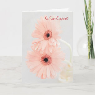 Cartão Parabéns pelo seu noivado. Gerbera rosa