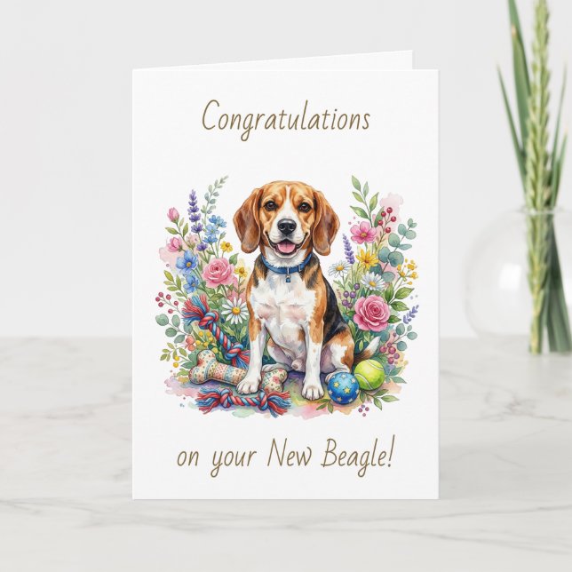 Cartão Parabéns pelo seu novo Beagle (Frente)