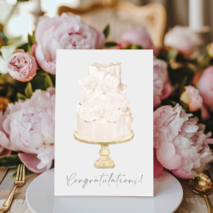 Cartão Parabéns Peony Wedding Cake