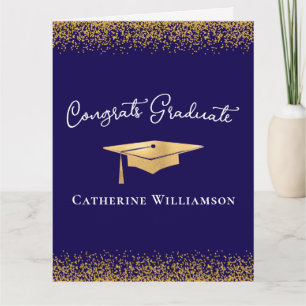 Cartão Parabéns Personalizado Elegante Graduação Dourada 