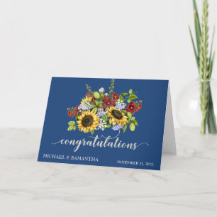 Cartão Parabéns Personalizados de Casamento Girassol