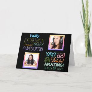 Cartão Parabéns PHOTO COLLAGE de Êxito de Exame