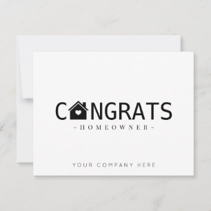 Cartão Parabéns Preto Novo Proprietário de Imóvel Imobili