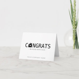 Cartão Parabéns Preto Novo Proprietário Imobiliário 