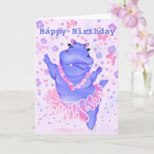 Cartão Parabéns - Prima Ballerina Hippo - Adicionar Nome