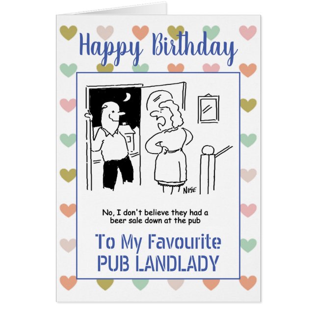 Cartão Parabéns, Pub LandLady (Frente)