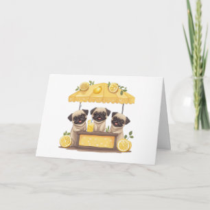 Cartão Parabéns Pug Dogs Lemonade Stand