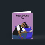 Cartão Parabéns Puro Filho Africano Americano<br><div class="desc">Este cartão de aniversário legal para um filho,  mostra um jovem afro-americano posando em frente a um carro esportivo azul. Envie um cartão para o seu amado que seja relacionável e expresse sua mensagem da forma que você pretendia.</div>