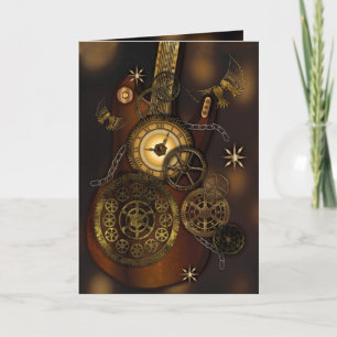 Cartão Parabéns Relógio de Guitarra Steampunk Metal Gear