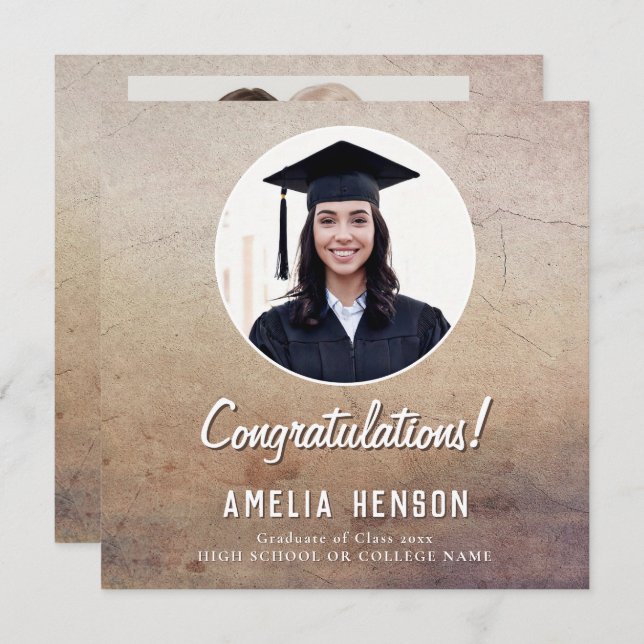 Cartão Parabéns Rustic Formando 2 Graduação de Foto (Frente/Verso)