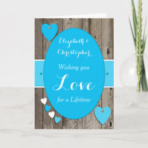 Cartão Parabéns Rustic Wedding Day Blue