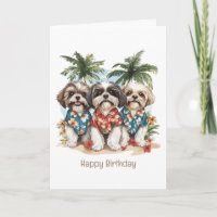 Parabéns Shih Tzu Dogs Camisas Havaianas