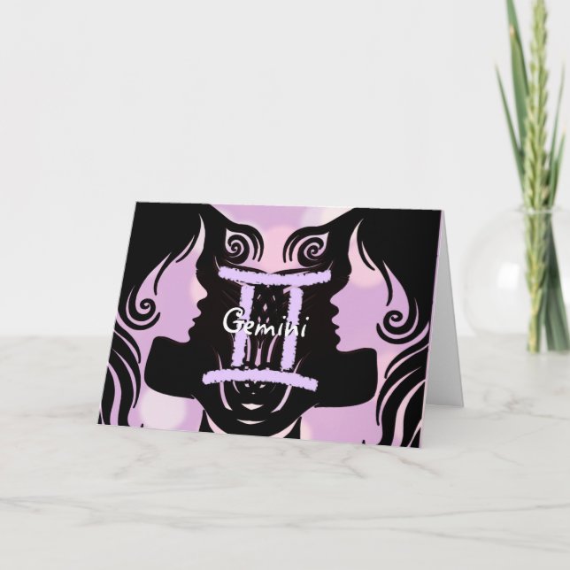 Cartão Parabéns - Sinal Zodiac Gemini (Frente)