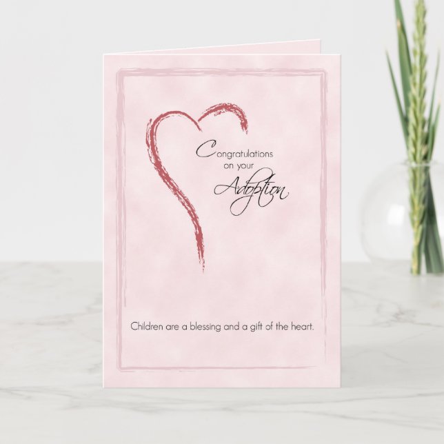 Cartão Parabéns sobre adoção de moça, religiosa (Frente)