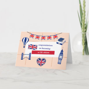 Cartão Parabéns sobre como se tornar um novo cidadão brit