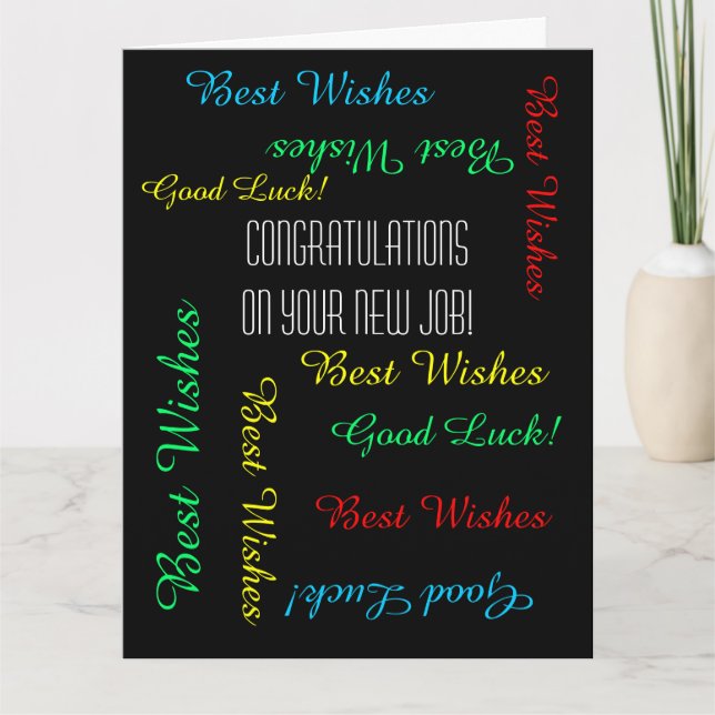 Cartão Parabéns sobre o novo emprego de todos nós, JUMBO (Frente)