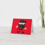 Cartão Parabéns vermelho do guerreiro Ninja<br><div class="desc">Um belo cartoon guerreiro Ninja contra vermelho vivo com um "Feliz Aniversário" personalizável! dentro de mensagem de texto para o aniversário de uma criança. As cores predominantes são vermelho e preto. Você pode alterar o plano de fundo e a cor do texto. Você também pode experimentar um estilo e um...</div>