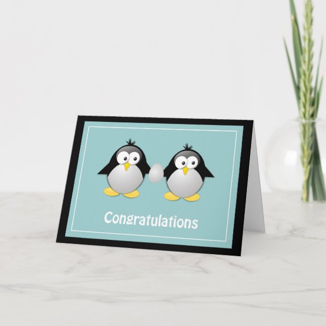 Cartão Parabéns, vocês estão esperando a saudação dos pin (Frente)