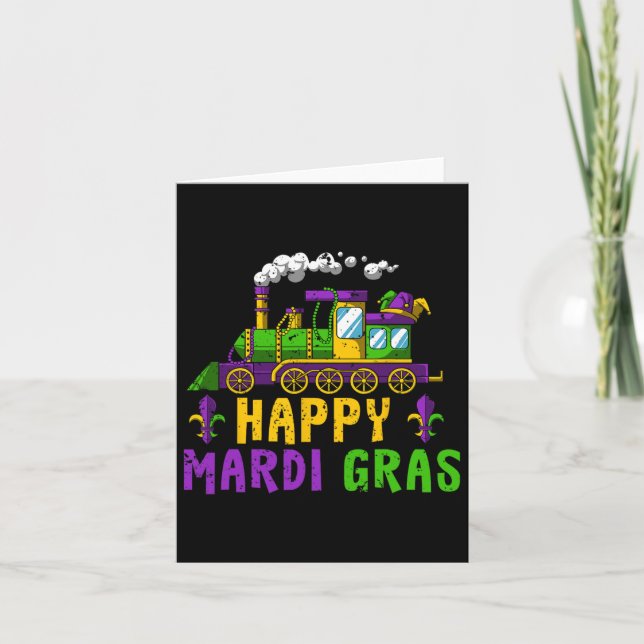 Cartão Parada de Carnaval de Comboio Feliz Mardi Gras Jes (Frente)