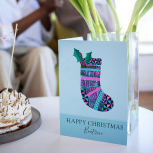 Cartão Parada de Natal com Padrão de Abstrato Monograma