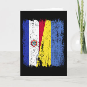 Cartão Paraguai Ucrânia Meia Bandeira Paraguaio Ucraniano