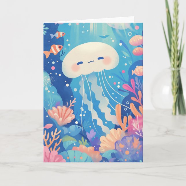 Cartão Paraíso Feliz das Águas-vivas (Frente)