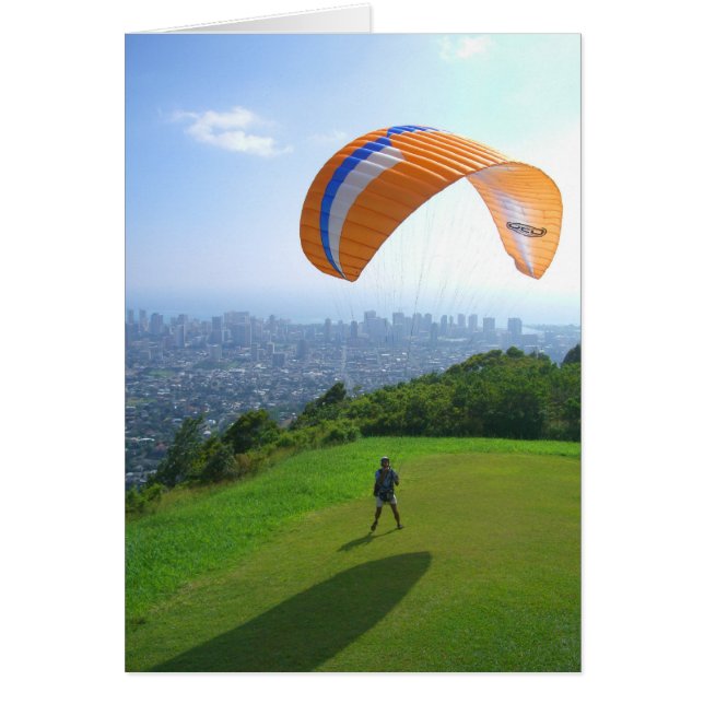 Cartão Parapente sobre Honolulu (Frente)