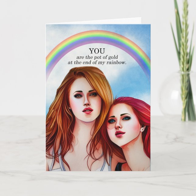 Cartão Parceiro Anny Lésbica Pote do Dourado Arco-Íris (Frente)