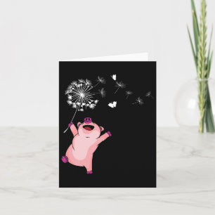 Cartão Parceiro Feliz Pig Kids Dandelion Nature Dancing P