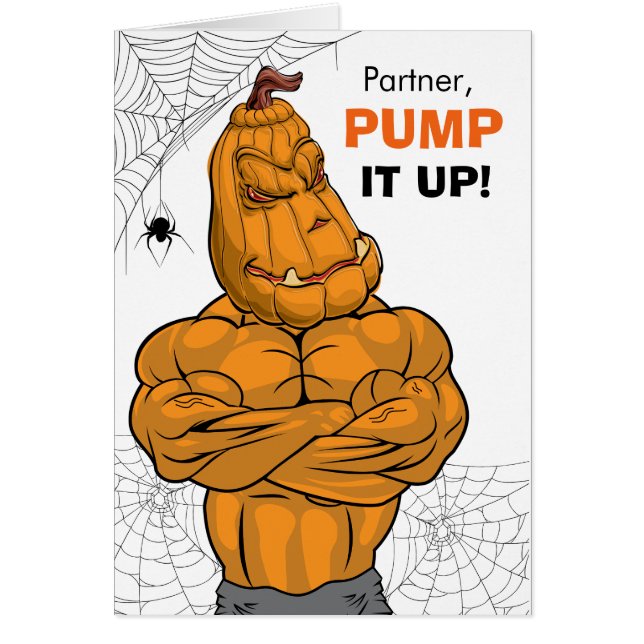 Cartão Parceiro Halloween Musclked Jack o' Lantern (Frente)