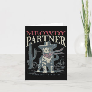 Cartão Parceiro Meowdy Sussurrando No Chapéu Do Vento Gat